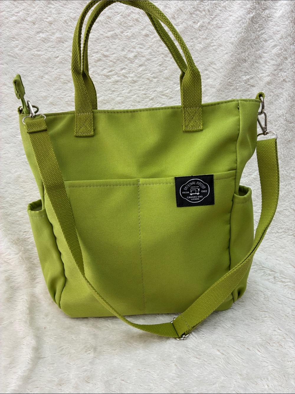 HCanvas Tote Shoulder Bag in Lime Green - Versatile Everyday Carry
